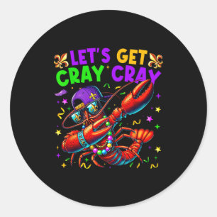 Let's Get Cray Cray Mardi Gras Dabbing Crawfish Bo Classic Round Sticker