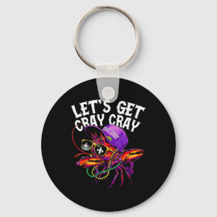 Let's Get Cray Dabbing Crawfish Mardi Gras Men Wom Keychain