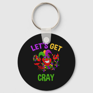 Let's Get Cray Mardi Gras Funny Crawfish Boil Tee Keychain