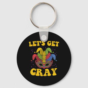 Let's Get Cray Mardi Gras Keychain