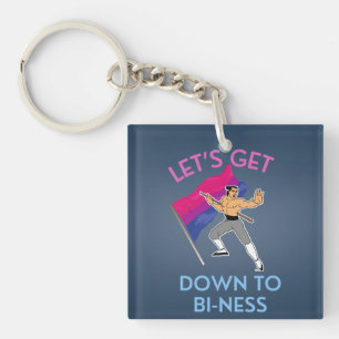 Let's Get Down To Bi-Ness Bisexual Keychain