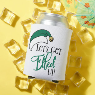 Lets Get Elfed Up   Christmas Alcohol Drinking Pun Can Cooler