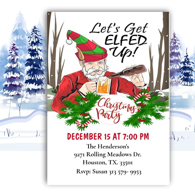 Lets Get Elfed Up Christmas Party  Invitation (Creator Uploaded)