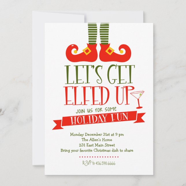 Let's get Elfed Up Christmas Party Invitation (Front)