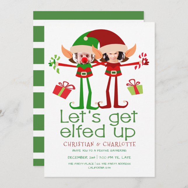 Lets Get Elfed Up Christmas Party Personalized Invitation (Front/Back)