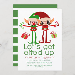 Lets Get Elfed Up Christmas Party Personalized Invitation