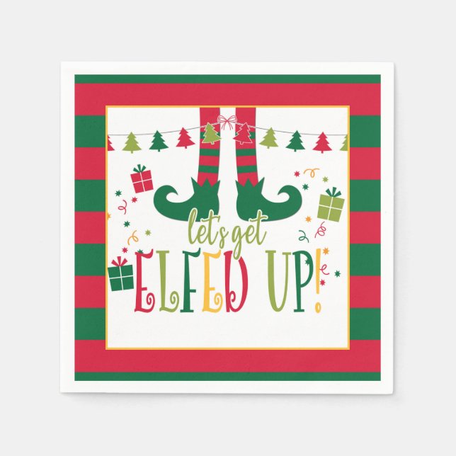 Let's Get Elfed Up Christmas Party (WH) Napkin (Front)