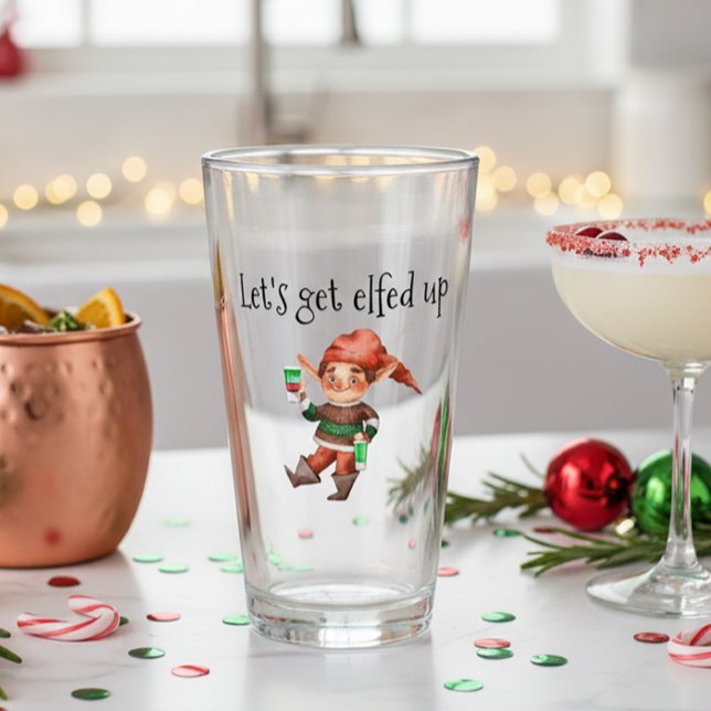 Let's Get Elfed up Funny Holiday Elf Glass (Creator Uploaded)