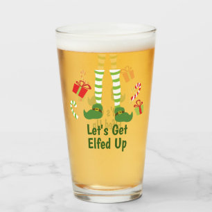 Lets Get Elfed Up Humourous Christmas Adult Party Glass