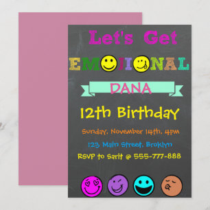 Let's Get Emojinal, Emoji Girl Birthday Invitation