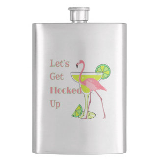 Lets Get Flocked Up Flamingo Hip Flask