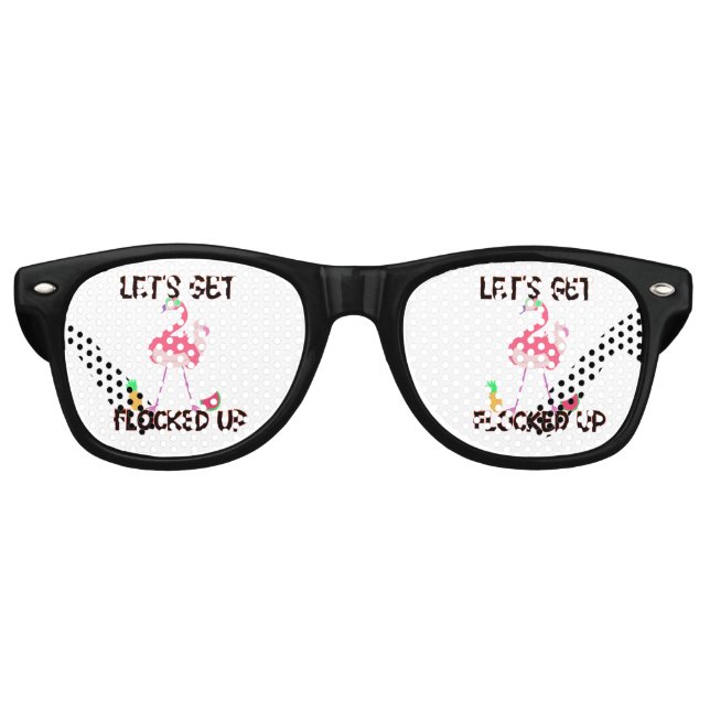 Let's Get Flocked Up Pink Flamingos Lover Summer Retro Sunglasses (Front)