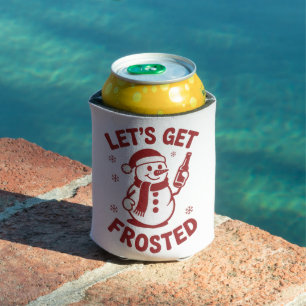 Let's Get Frosted Snowman Beer Snarky Christmas Can Cooler