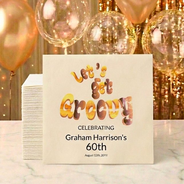 Let's Get Groovy 60th Birthday Party Napkin (Creator Uploaded)