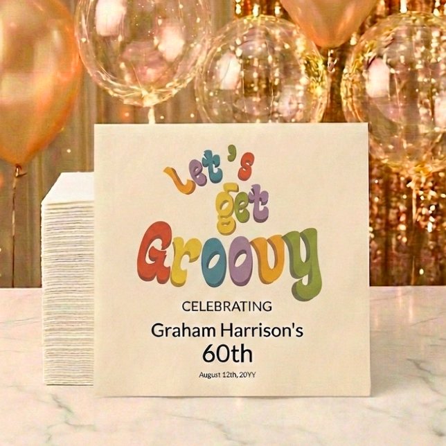 Let's Get Groovy 60th Birthday Party Napkin (Creator Uploaded)