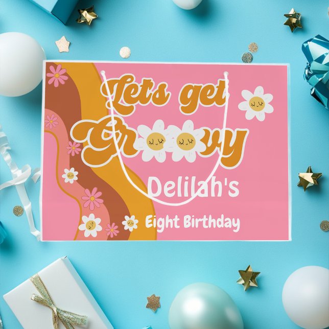 Let's get groovy birthday large gift bag (Creator Uploaded)