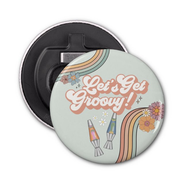 Lets Get Groovy Birthday Party Favour Bottle Opener (Front)