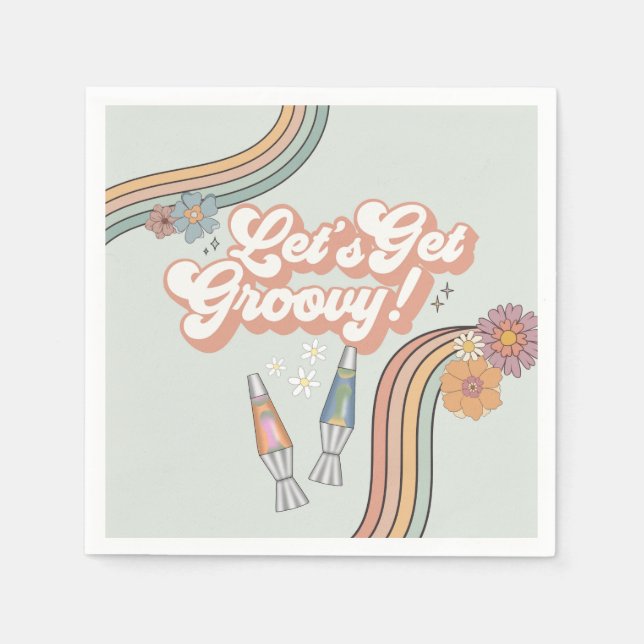 Lets Get Groovy Birthday Party table Napkin (Front)