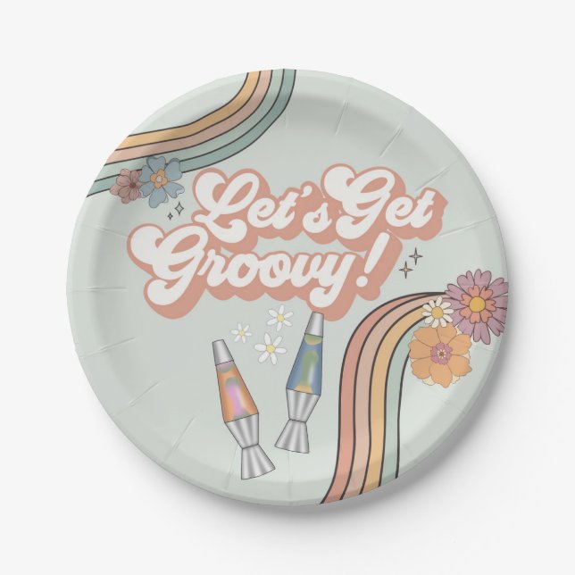 Lets Get Groovy Birthday Party table Paper Plate (Front)
