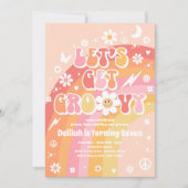 Let's Get Groovy Hippie Rainbow 70s Birthday Party Invitation (Front)