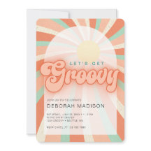 Let's get Groovy orange Celebration Invitation