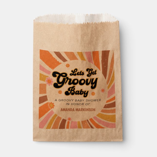 Let's Get Groovy Retro Baby Shower Favour Bag (Front)