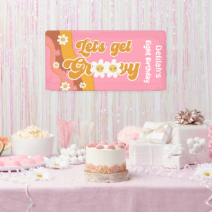 Let's get groovy retro vintage birthday banner