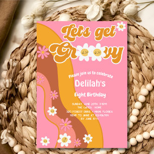 Let's get groovy retro vintage birthday invitation