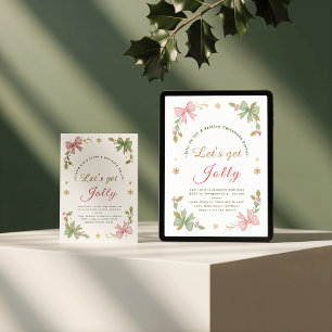 Let's Get Jolly Whimsical Christmas Bow - Folded Holiday Card