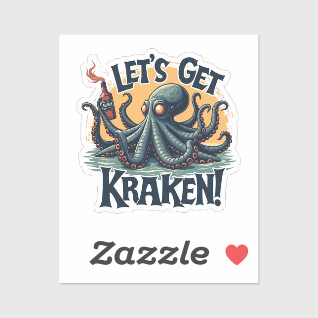 Let's Get Kraken Funny Rum Drinking Octopus (Sheet)
