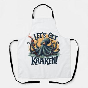 Let's Get Kraken Funny Rum Drinking Octopus Apron
