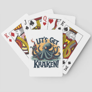 Let's Get Kraken Funny Rum Drinking Octopus Playing Cards
