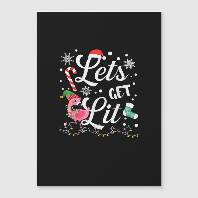 Let's Get Lit Adult Flamingo Funny Christmas (Front)