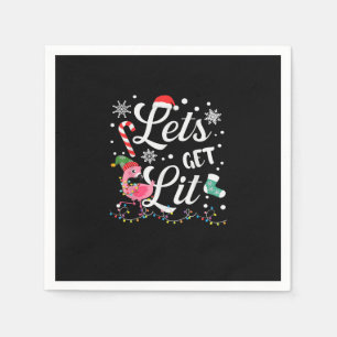 Let's Get Lit Adult Flamingo Funny Christmas Napkin