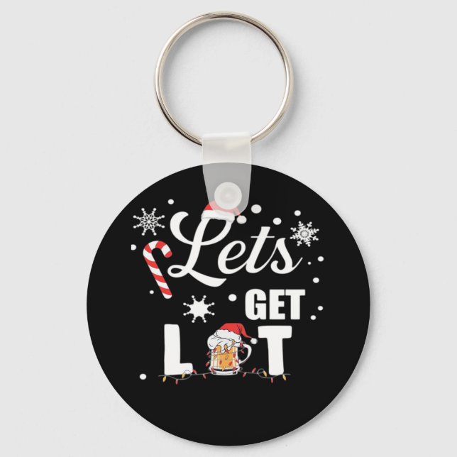 Let's Get Lit Adult Funny X-mas Christmas Essentia Keychain (Front)