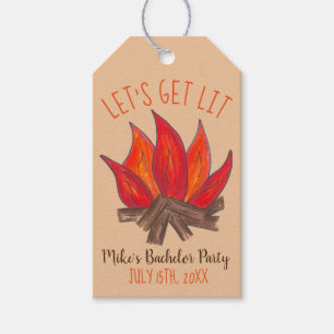 Let's Get Lit Bachelor Party Stag Do Campire Camp Gift Tags