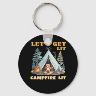Let's Get Lit. Campfire Lit. Camping Quotes Classi Keychain