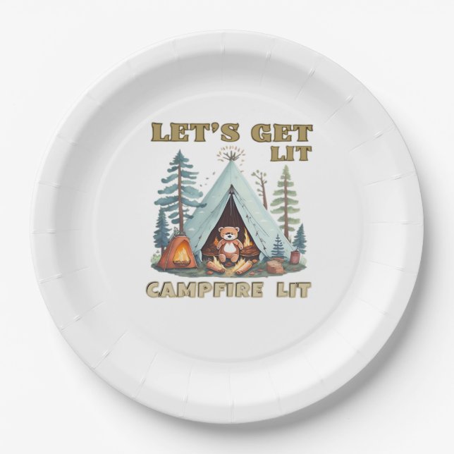 Let's Get Lit. Campfire Lit Classic Paper Plate (Front)