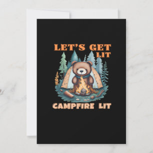 Let's Get Lit. Campfire Lit. Tent Camping Classic Holiday Card