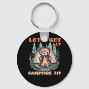 Let's Get Lit. Campfire Lit. Tent Camping Classic Keychain