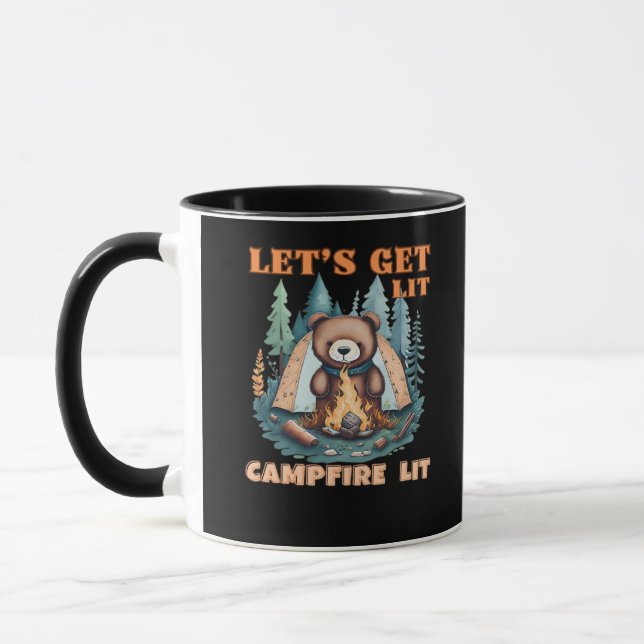 Let's Get Lit. Campfire Lit. Tent Camping Classic Mug (Left)