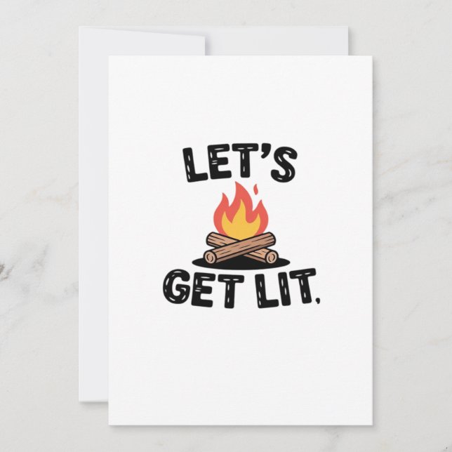 Let's Get Lit - Campfire Vibes - Camping Adventure Holiday Card (Front)