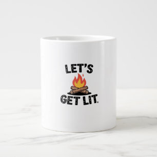 Let's Get Lit - Campfire Vibes - Camping Adventure Large Coffee Mug
