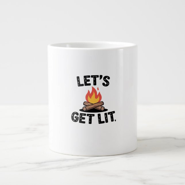 Let's Get Lit - Campfire Vibes - Camping Adventure Large Coffee Mug (Front)