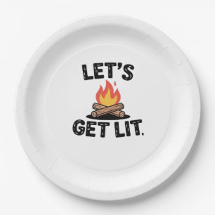 Let's Get Lit - Campfire Vibes - Camping Adventure Paper Plate