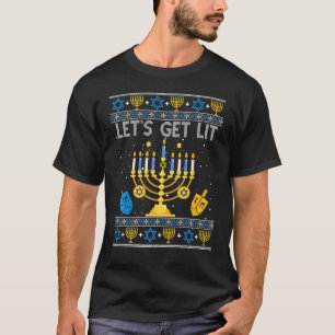 Let's Get Lit Chanukah Hanukkah Christmas Ugly Sw T-Shirt
