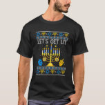 Let's Get Lit Chanukah Hanukkah Funny Christmas Ug T-Shirt<br><div class="desc">Let's Get Lit Chanukah Hanukkah Funny Christmas Ugly Sweater_2.</div>