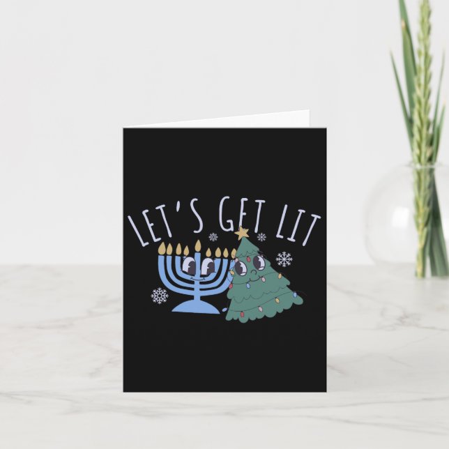 Let's Get Lit Chrismukkah Hanukkah Christmas Match Card (Front)