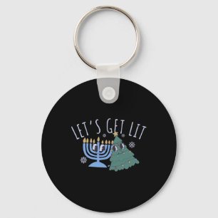 Let's Get Lit Chrismukkah Hanukkah Christmas Match Keychain