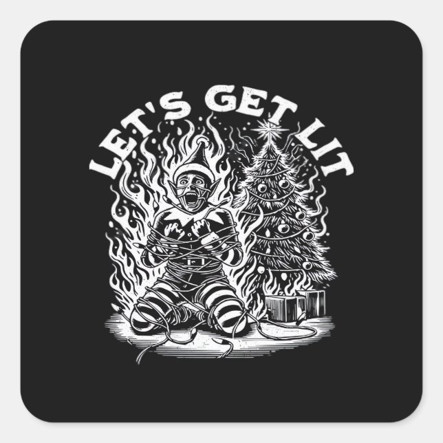 Let's Get Lit Christmas Christmas Celebration Square Sticker (Front)